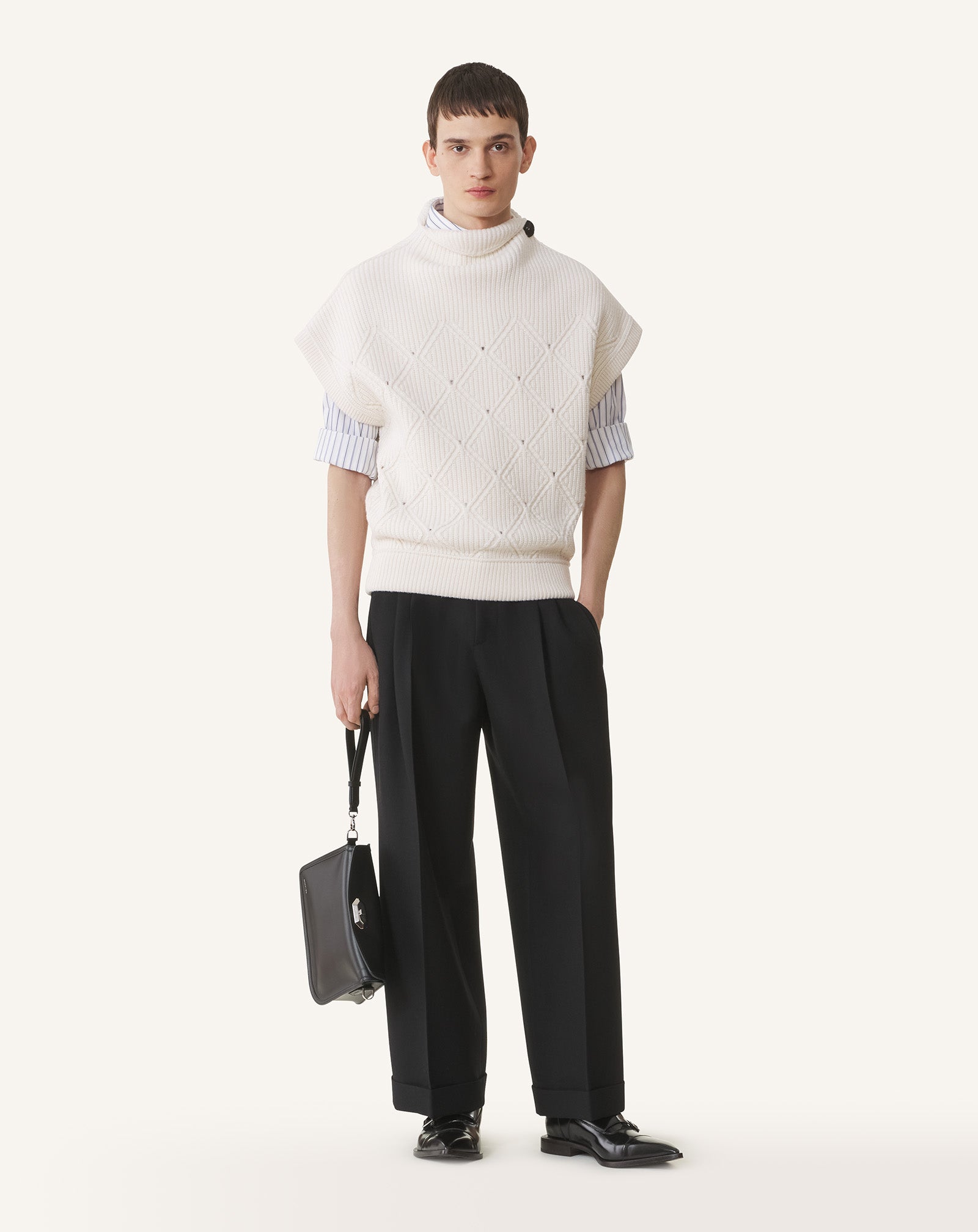 DIAMOND DETAIL SLEEVELESS WOOL SWEATER