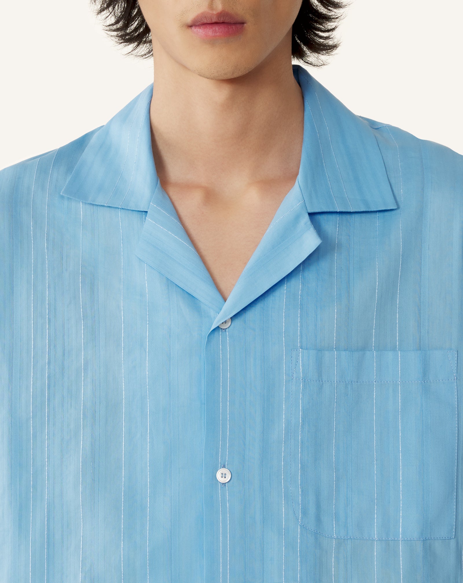BLUE TEXTURED SHIRT IN COTTON AND SILK