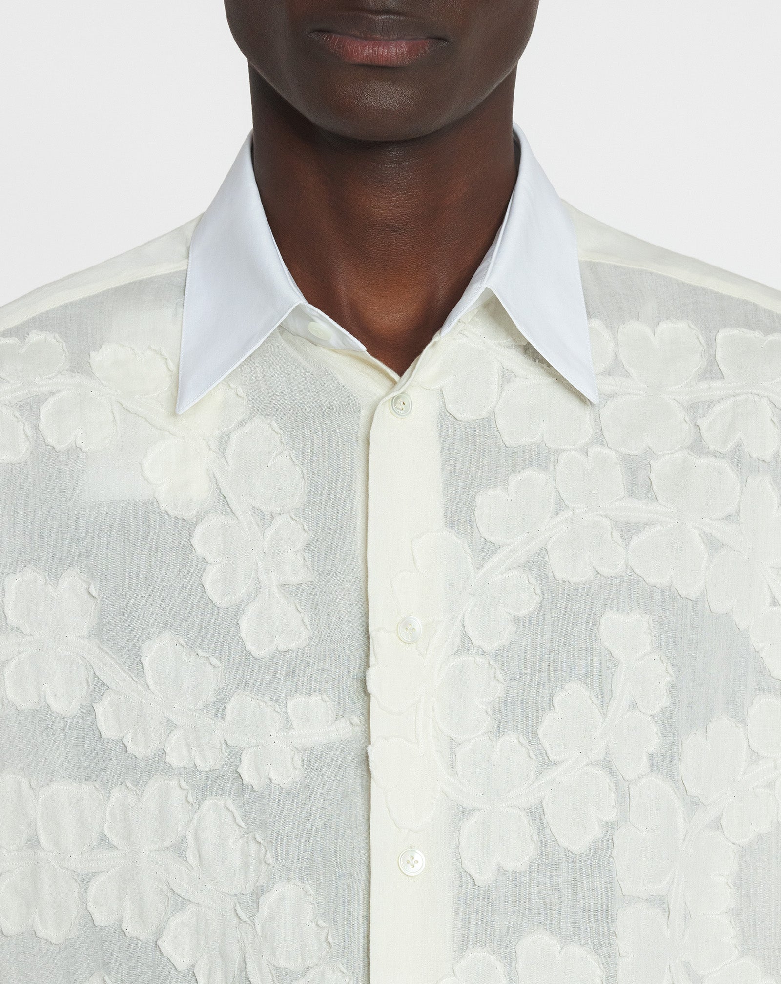 COTTON VOILE SHIRT WITH CUT-OUTS