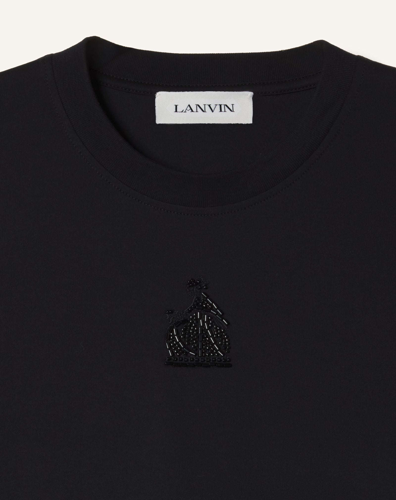 BLACK MOTHER AND DAUGHTER EMBROIDERED COTTON JERSEY T-SHIRT