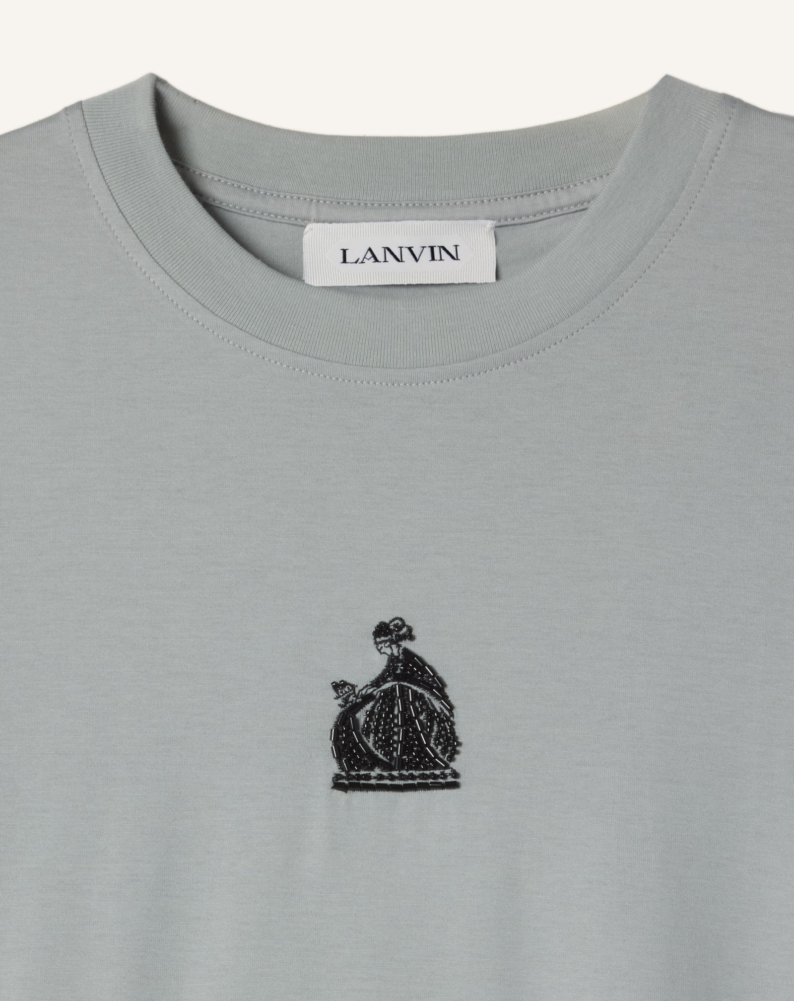 GREY MOTHER AND DAUGHTER EMBROIDERED COTTON JERSEY T-SHIRT