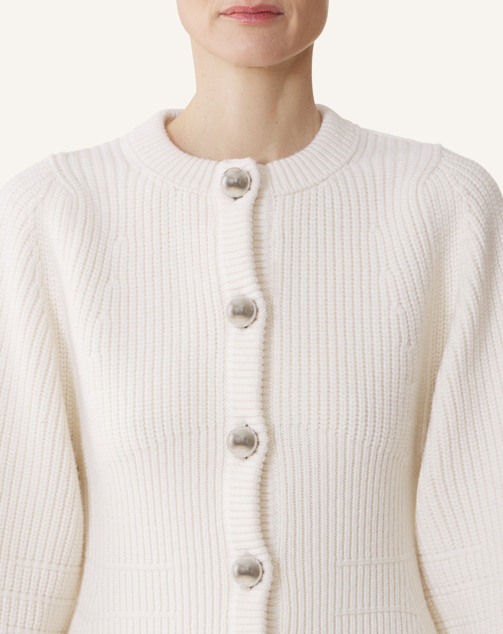 WOOL RIBBED CARDIGAN