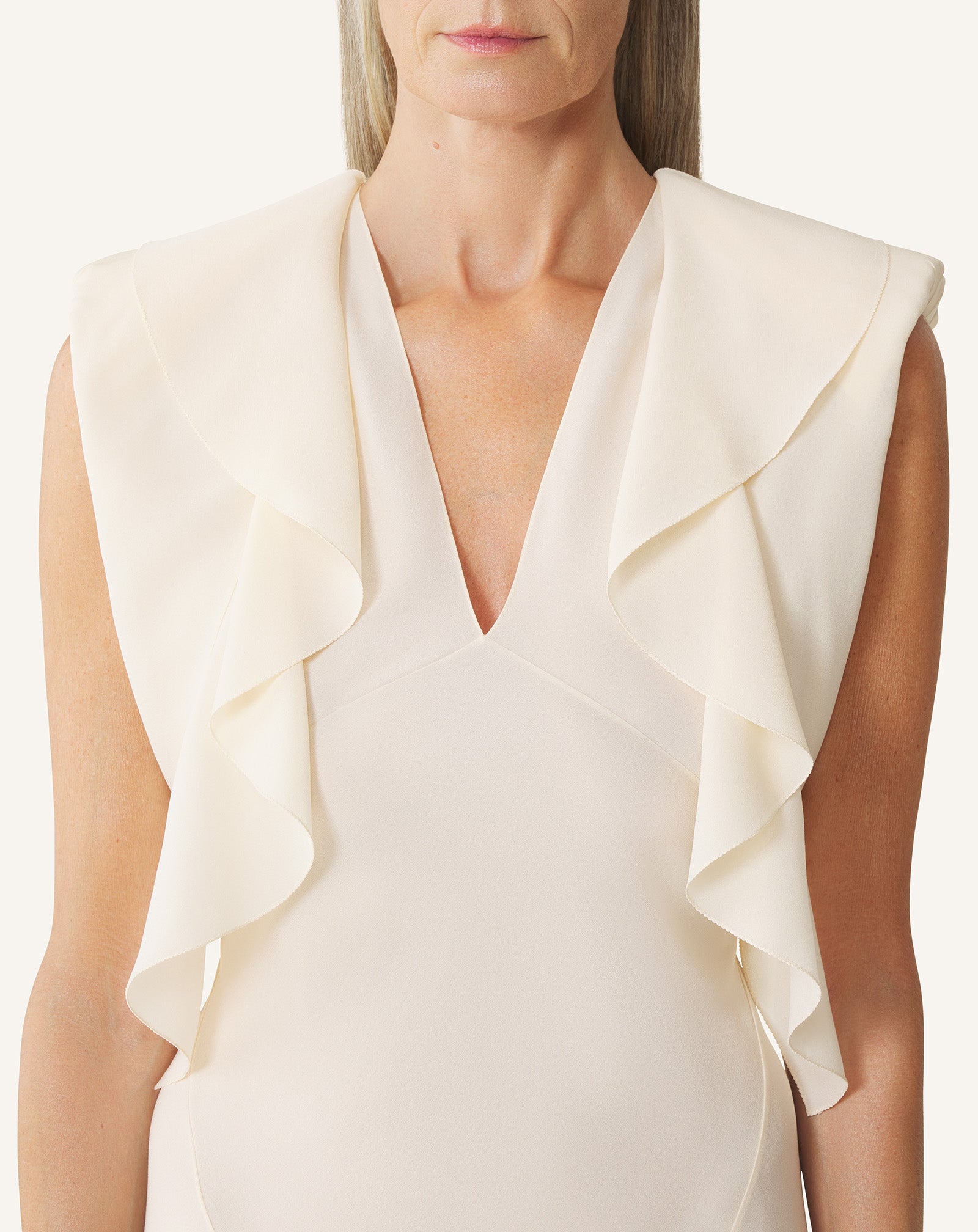 WHITE LONG DRESS IN SILK GEORGETTE