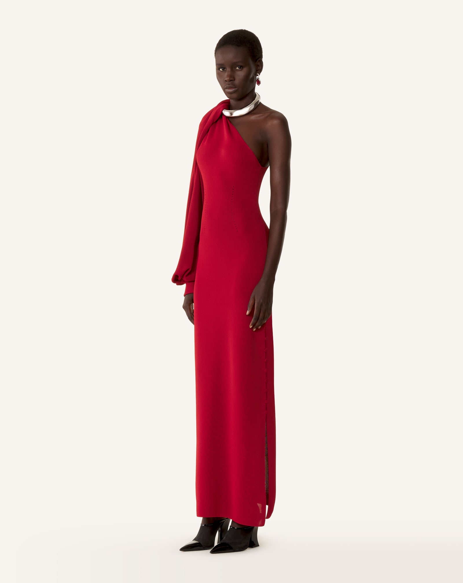 ASYMMETRICAL CHOKER DRESS IN VISCOSE