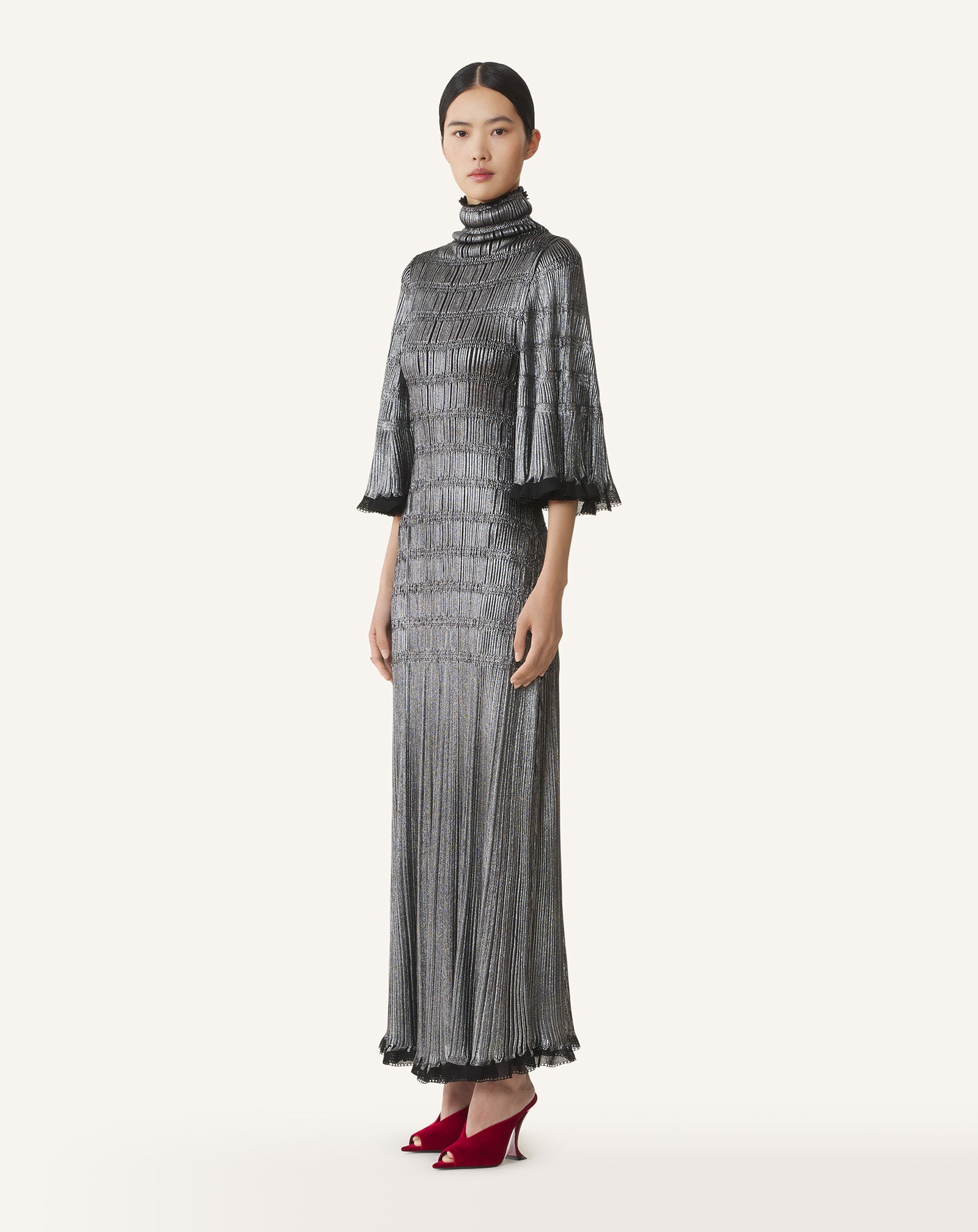 MIDI DRESS IN METALLIC VISCOSE
