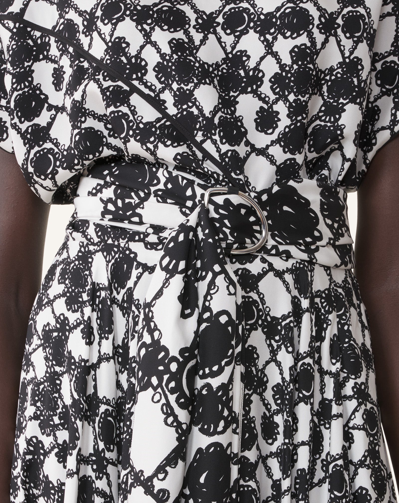 PRINTED SILK DRAPED DRESS