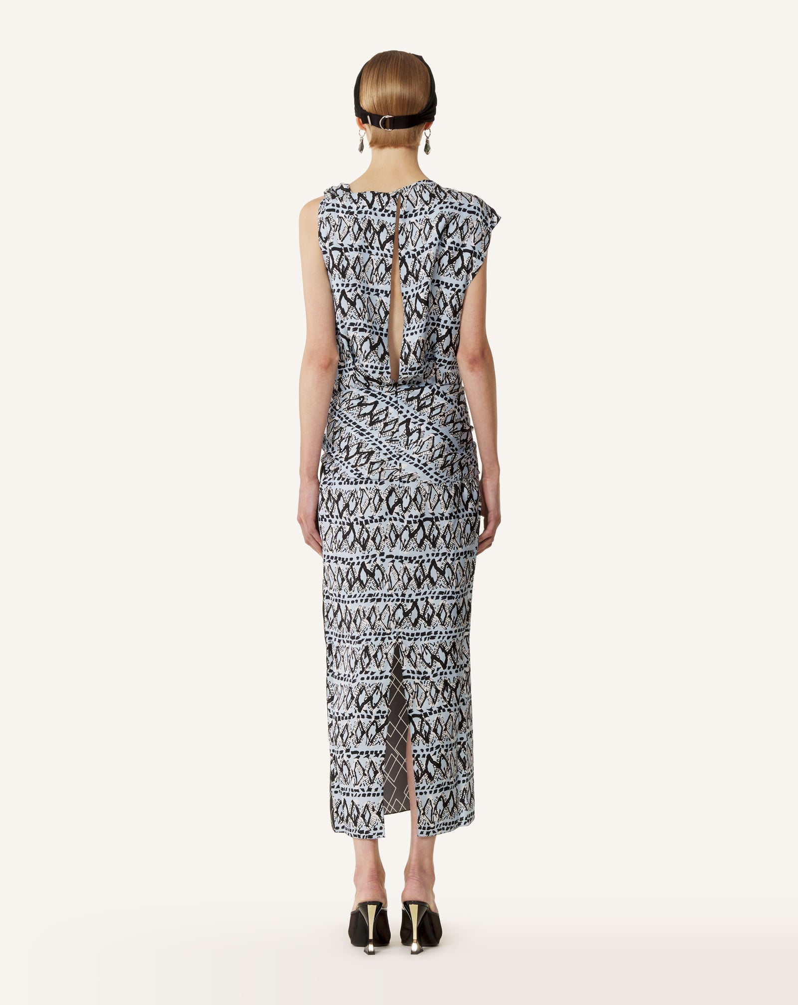 PRINTED SILK PATCHWORK DRESS