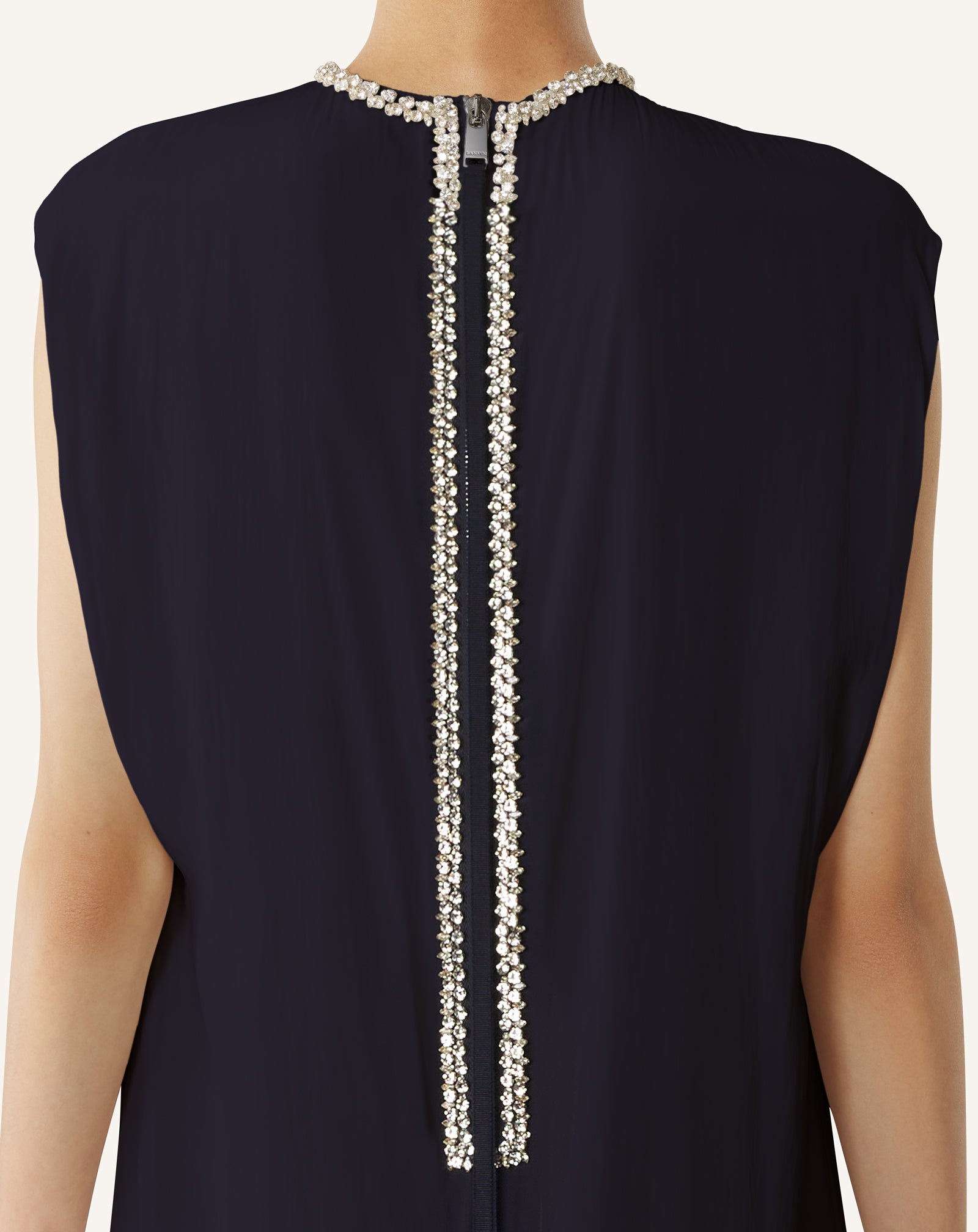 BLUE EMBROIDERED DRESS IN CHARMEUSE