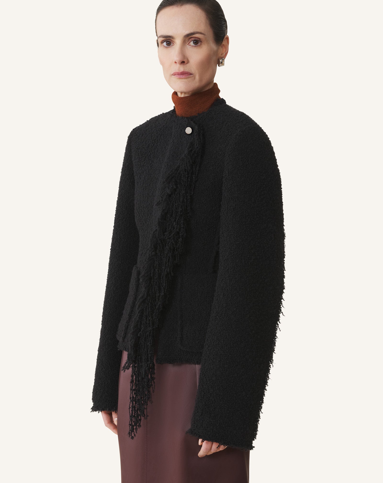 ASYMMETRICAL JACKET IN BOUCLÉ WOOL