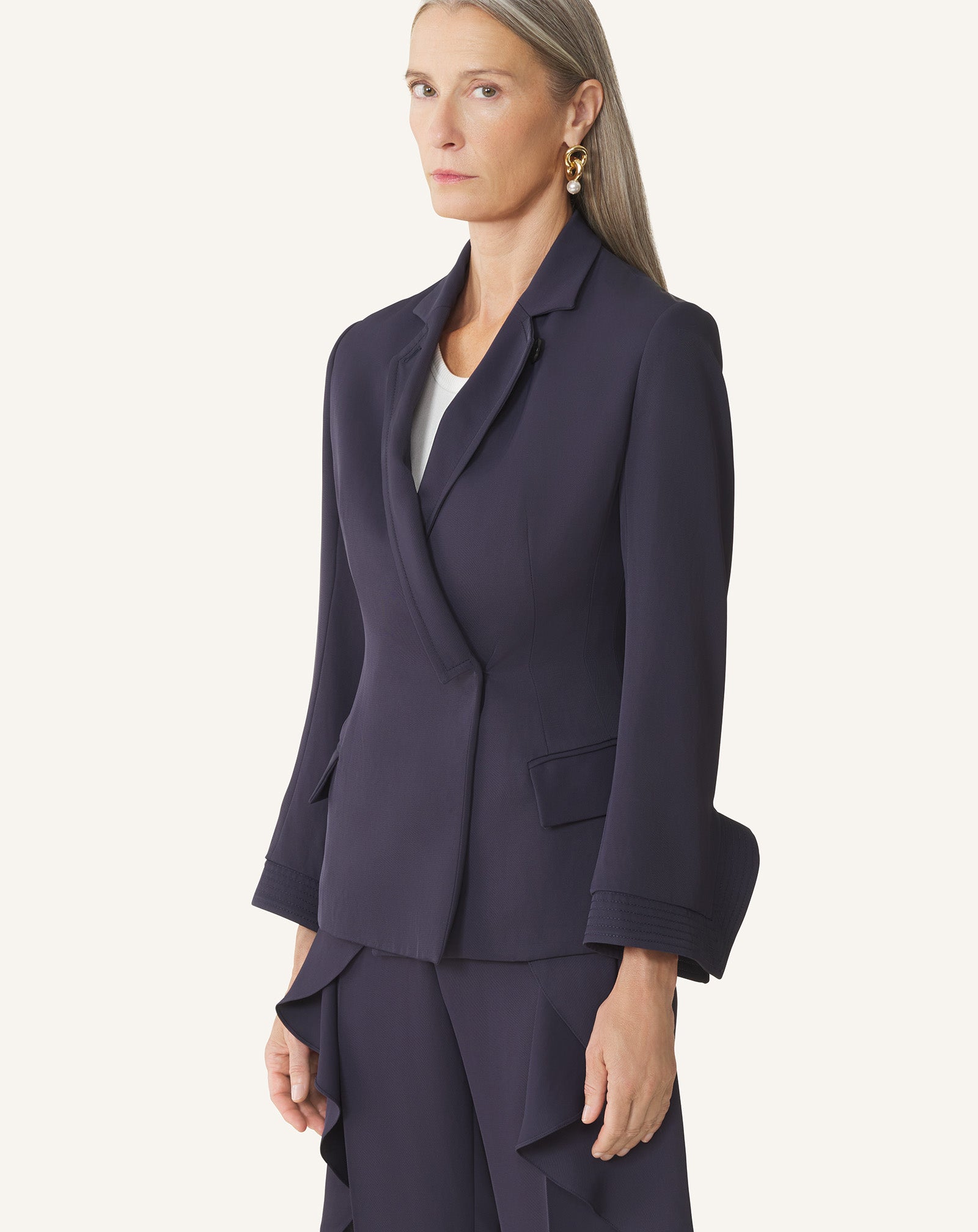 BLUE DOUBLE-BREASTED TWILL JACKET