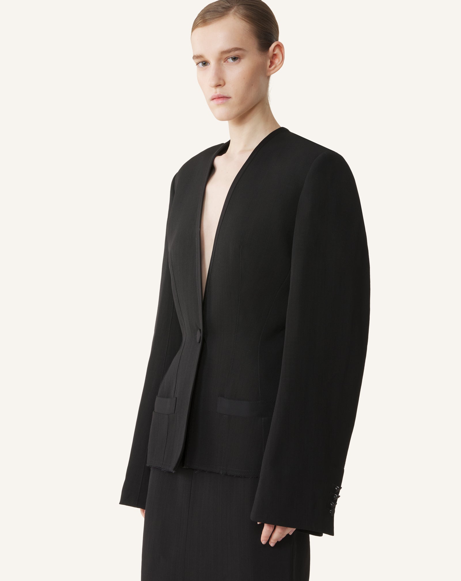 SILK AND VISCOSE OPEN-BACK JACKET