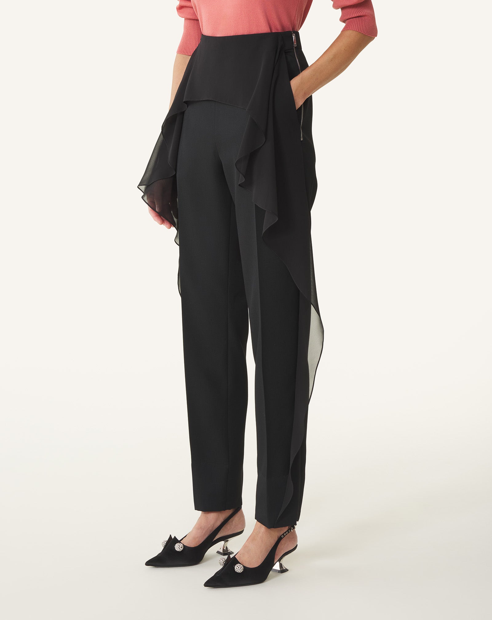 FRILLED WOOL PANTS
