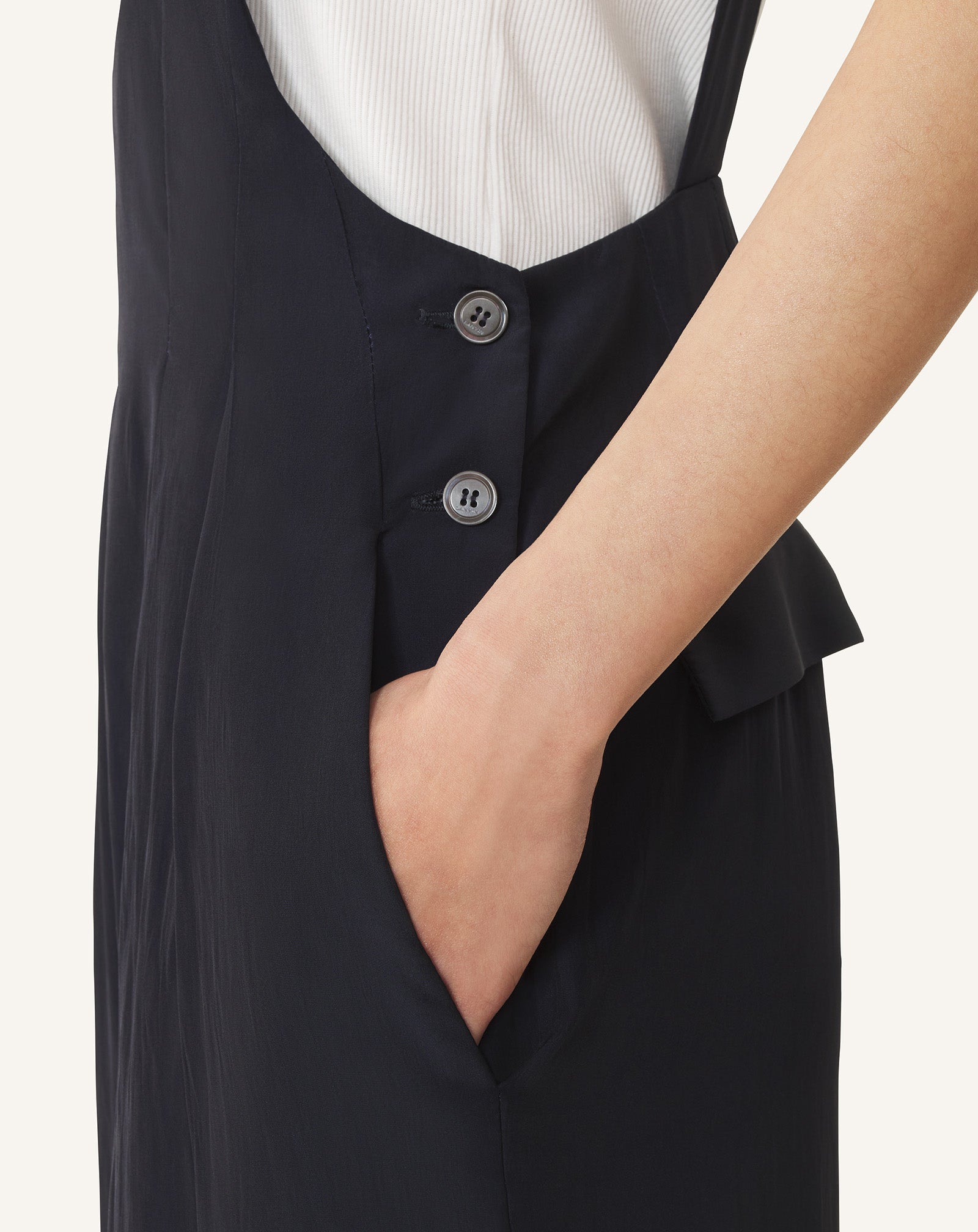 BLUE CHARMEUSE JUMPSUIT