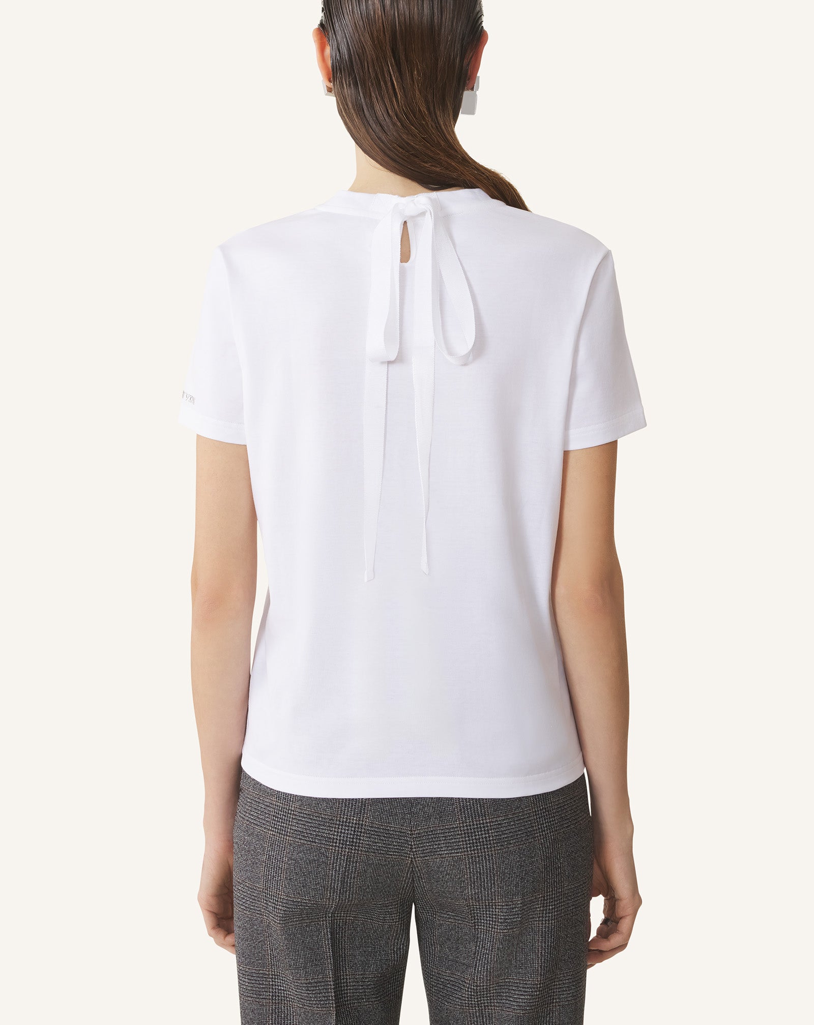 COTTON T-SHIRT WITH RIBBON DETAIL