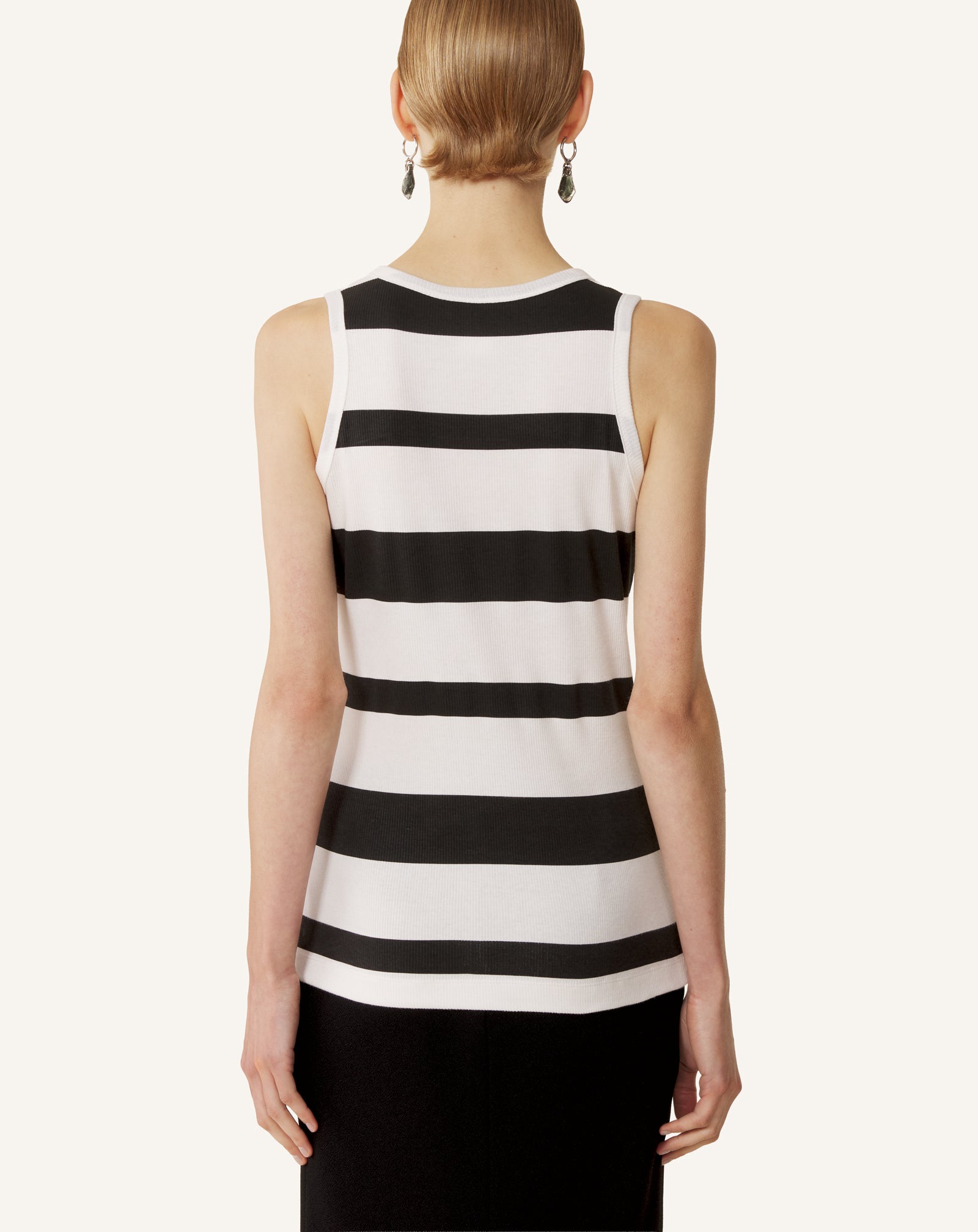 COTTON JERSEY MOTHER AND DAUGHTER EMBROIDERED RIBBED TANK TOP